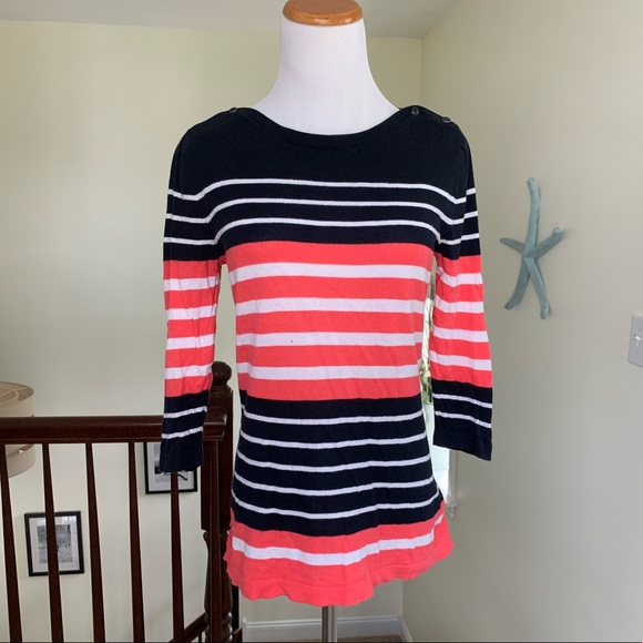 Banana Republic Sweaters - Banana republic Pink and navy 3/4 sleeve s…